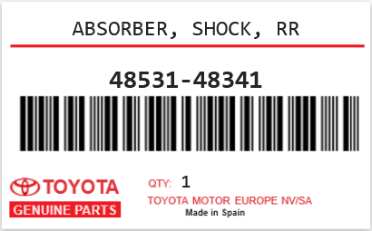 TOYOTA - 48531-48341 ABSORBER, SHOCK, RR