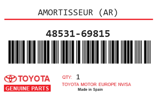 TOYOTA - 48531-69815 REFERENCE REMPLACEE PAR :