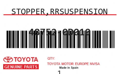 TOYOTA - 48752-0D010 STOPPER,RRSUSPENSION