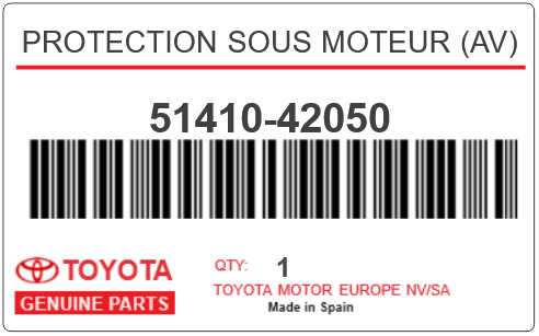TOYOTA - 51410-42050 PROTECTION SOUS MOTEUR (av)