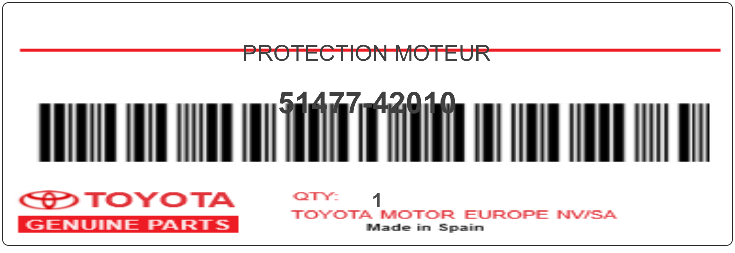 TOYOTA - 51477-42010 PROTECTION MOTEUR