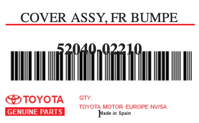 TOYOTA - 52040-02210 COVER ASSY, FR BUMPE
