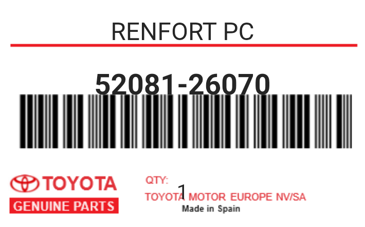 TOYOTA - 52081-26070 RENFORT PC
