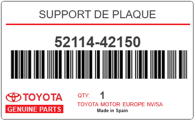 TOYOTA - 52114-42150 SUPPORT DE PLAQUE