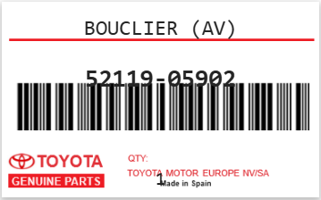 TOYOTA - 52119-05902 BOUCLIER (av)