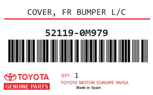 TOYOTA - 52119-0M979 COVER, FR BUMPER L/C