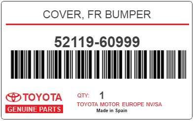 TOYOTA - 52119-60999 COVER, FR BUMPER