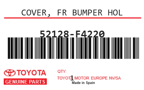 TOYOTA - 52128-F4220 COVER, FR BUMPER HOL