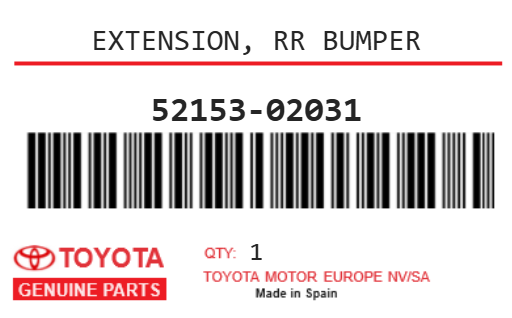 TOYOTA - 52153-02031 EXTENSION, RR BUMPER