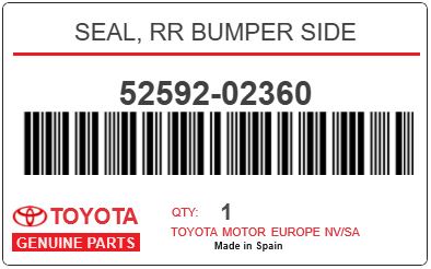 TOYOTA - 52592-02360 SEAL, RR BUMPER SIDE
