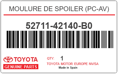 TOYOTA - 52711-42140-B0 MOULURE DE SPOILER (pc-av)