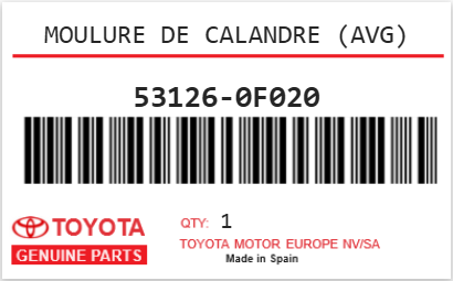 TOYOTA - 53126-0F020 MOULURE DE CALANDRE (avg)