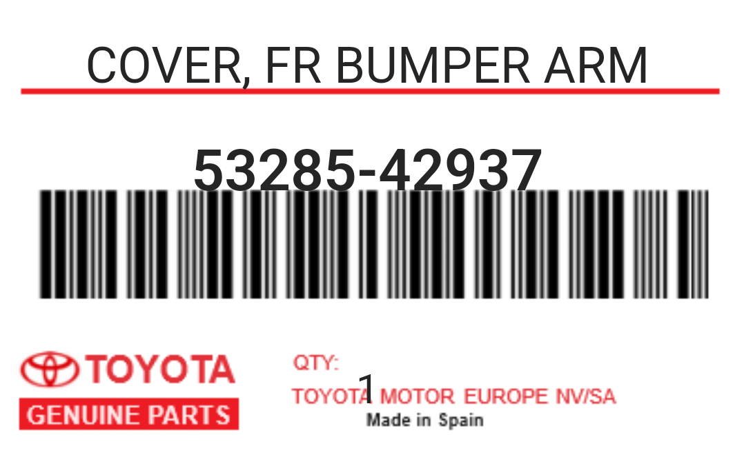 TOYOTA - 53285-42937 COVER, FR BUMPER ARM