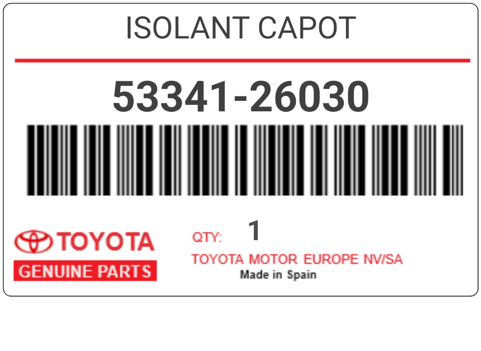 TOYOTA - 53341-26030 ISOLANT CAPOT