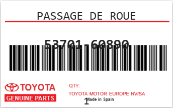 TOYOTA - 53701-60890 PASSAGE DE ROUE