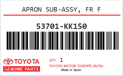 TOYOTA - 53701-KK150 APRON SUB-ASSY, FR F