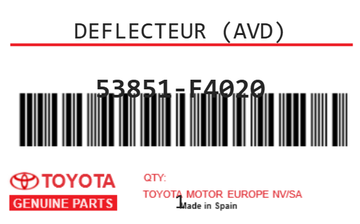 TOYOTA - 53851-F4020 DEFLECTEUR (avd)