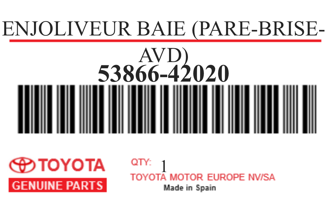 TOYOTA - 53866-42020 ENJOLIVEUR BAIE (pare-brise-avd)