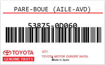 TOYOTA - 53875-0D060 PARE-BOUE (aile-avd)