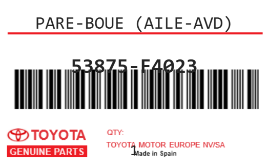 TOYOTA - 53875-F4023 PARE-BOUE (aile-avd)
