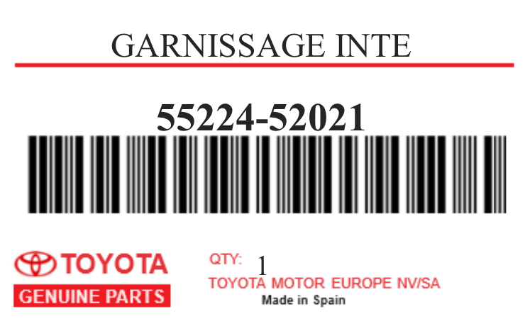 TOYOTA - 55224-52021 GARNISSAGE INTE