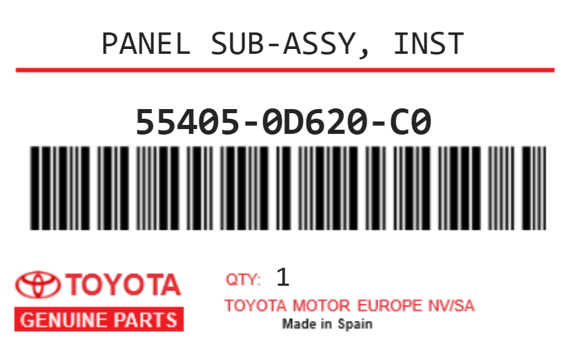TOYOTA - 55405-0D620-C0 PANEL SUB-ASSY, INST