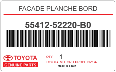 TOYOTA - 55412-52220-B0 FACADE PLANCHE BORD