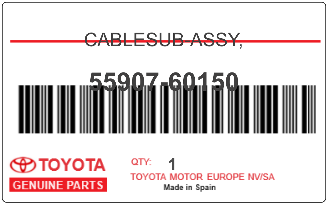 TOYOTA - 55907-60150 CABLESUB-ASSY,