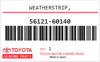 TOYOTA - 56121-60140 WEATHERSTRIP,