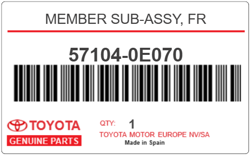 TOYOTA - 57104-0E070 MEMBER SUB-ASSY, FR