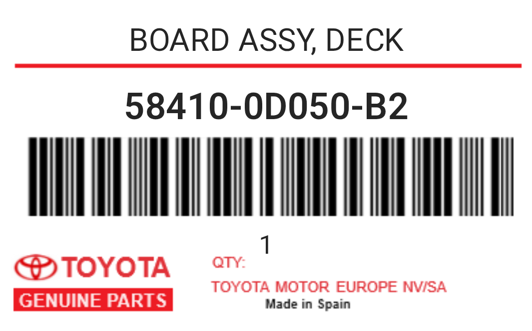 TOYOTA - 58410-0D050-B2 BOARD ASSY, DECK