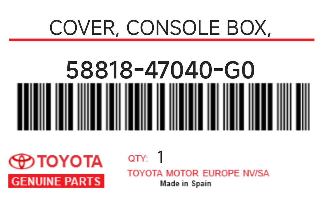 TOYOTA - 58818-47040-G0 COVER, CONSOLE BOX,