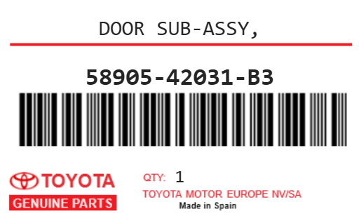 TOYOTA - 58905-42031-B3 DOOR SUB-ASSY,