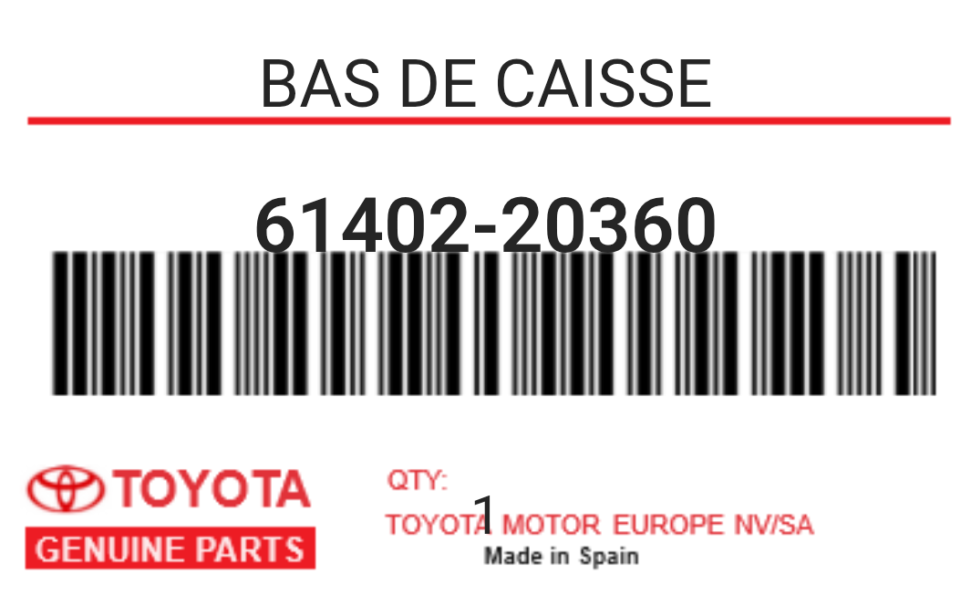 TOYOTA - 61402-20360 BAS DE CAISSE
