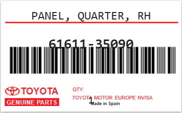 TOYOTA - 61611-35090 AILE ARD