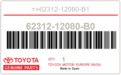 TOYOTA - 62312-12080-B0 REFERENCE REMPLACEE PAR :