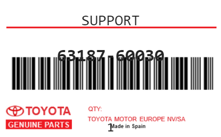 TOYOTA - 63187-60030 SUPPORT