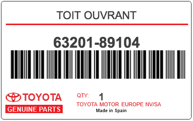 TOYOTA - 63201-89104 TOIT OUVRANT