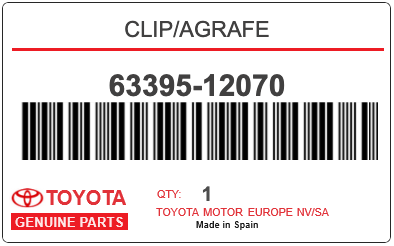 TOYOTA - 63395-12070 CLIP/AGRAFE