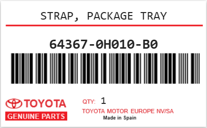 TOYOTA - 64367-0H010-B0 STRAP, PACKAGE TRAY