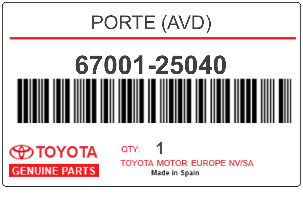TOYOTA - 67001-25040 PORTE (avd)