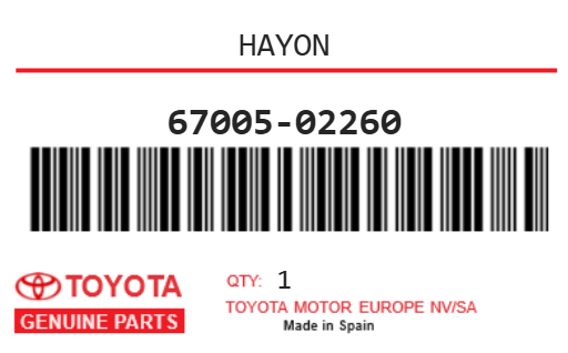 TOYOTA - 67005-02260 HAYON