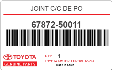 TOYOTA - 67872-50011 JOINT C/C DE PO