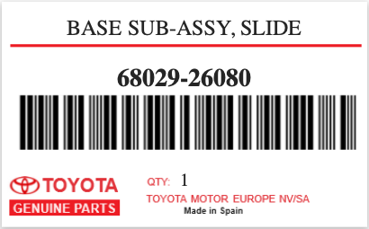 TOYOTA - 68029-26080 BASE SUB-ASSY, SLIDE