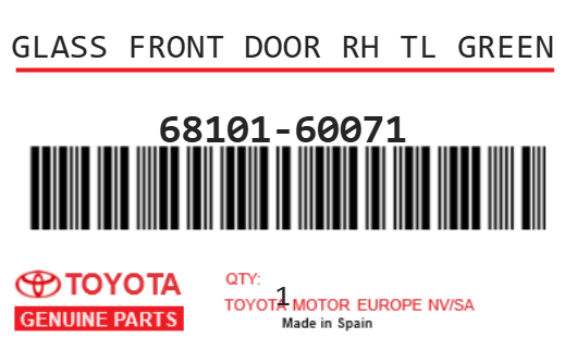 TOYOTA - 68101-60071 GLACE DE PORTE
