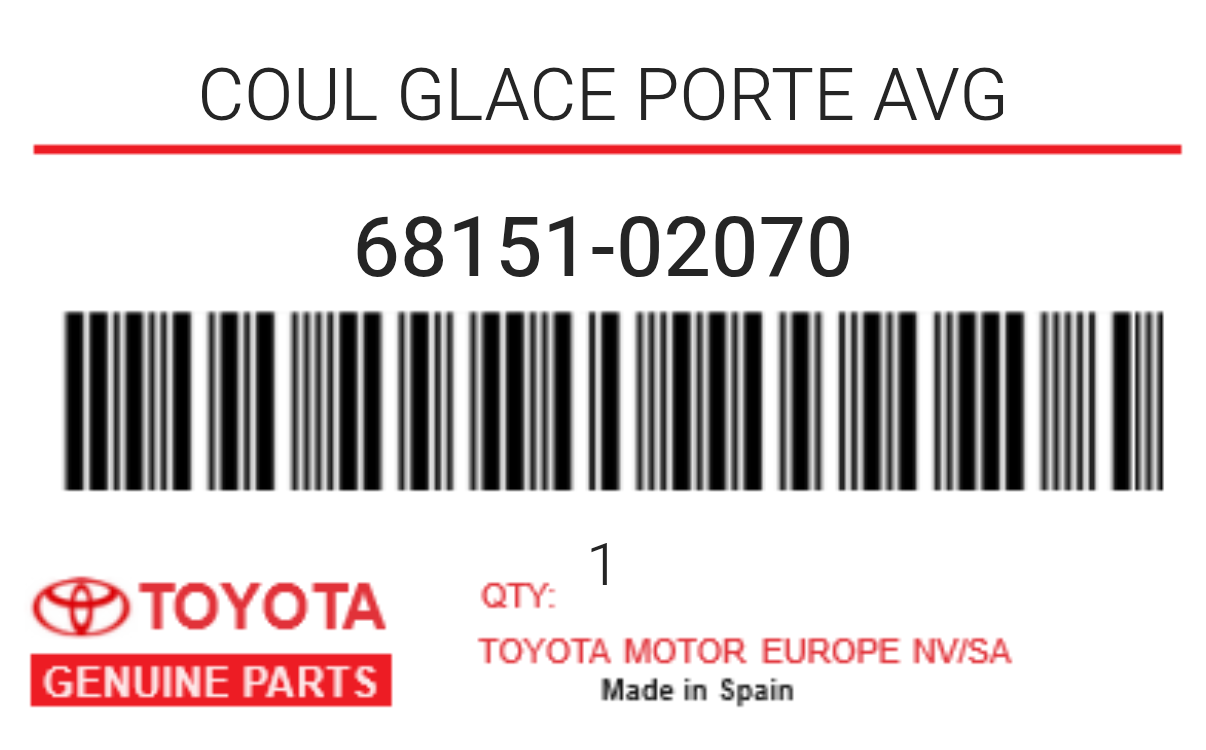 TOYOTA - 68151-02070 COUL GLACE PORTE AVG