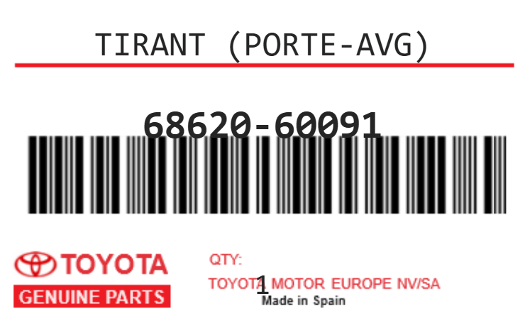 TOYOTA - 68620-60091 TIRANT (porte-avg)