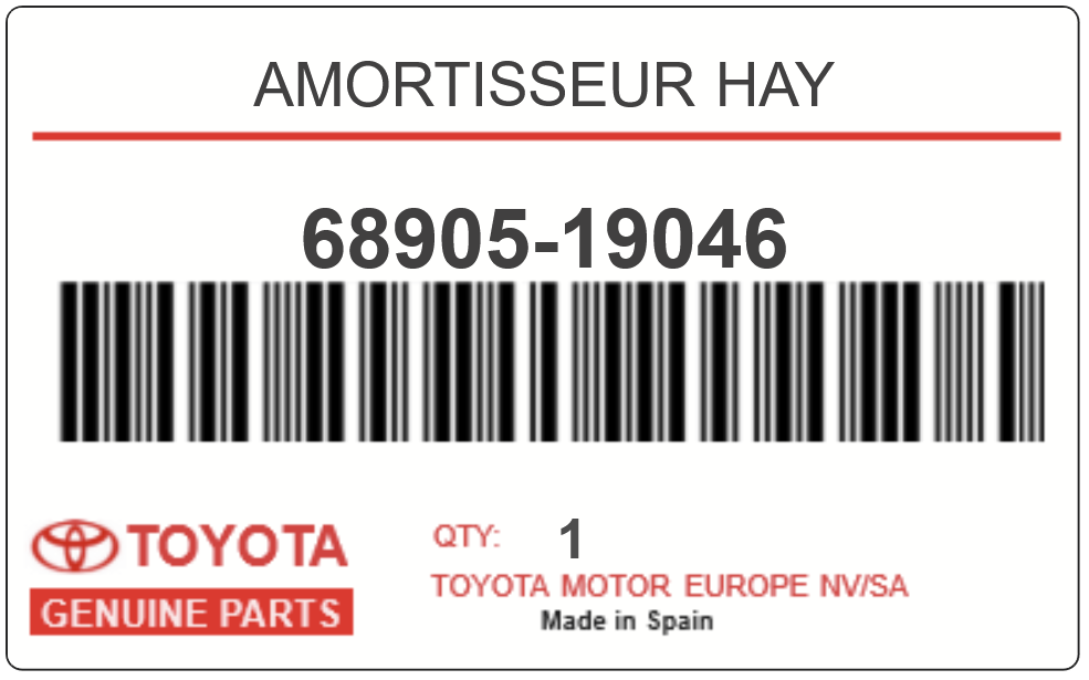 TOYOTA - 68905-19046 AMORTISSEUR HAY