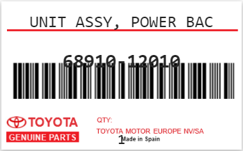 TOYOTA - 68910-12010 UNIT ASSY, POWER BAC
