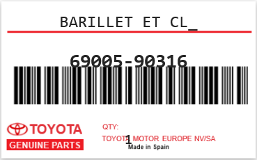 TOYOTA - 69005-90316 BARILLET ET CL_